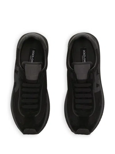 Dolce & Gabbana Low Top Sneakers Featuring Suede Accents In Black