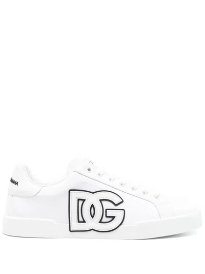 Dolce & Gabbana Canvas Sneakers With Round Toe And Rubber Sole In White
