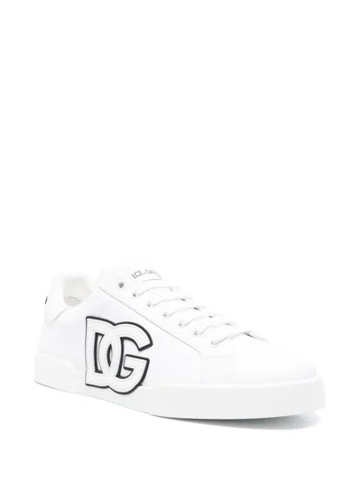 Dolce & Gabbana Canvas Sneakers With Round Toe And Rubber Sole In White