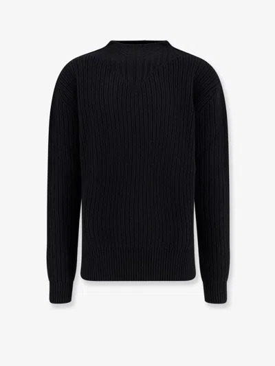 Rick Owens Men Fisherman Round Neck Virgin Wool Sweater In Black