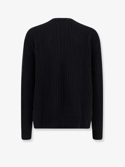 Rick Owens Men Fisherman Round Neck Virgin Wool Sweater In Black