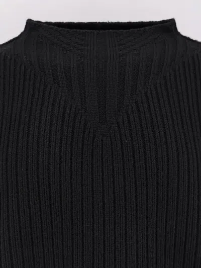 Rick Owens Men Fisherman Round Neck Virgin Wool Sweater In Black