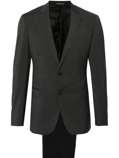 Emporio Armani Single-breasted Wool Suit Notched Lapels In Gray