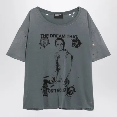 Enfants Riches Deprimes Blue Vintage-effect T-shirt With Print And Distressing In Gray