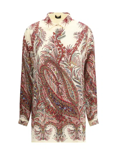 Etro Paisley Print Silk Shirt With Collared Neck