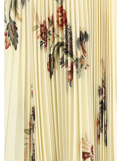 Etro Floral Print Pleated Midi Skirt In Yellow