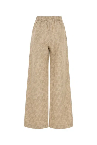 Fendi Women Ff Cotton And Linen Trousers