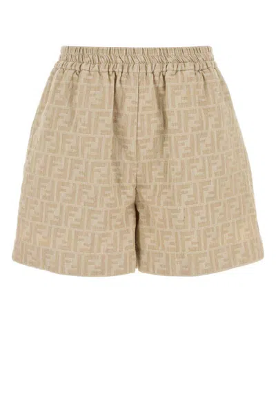 Fendi Women Ff Cotton And Linen Shorts In Multi