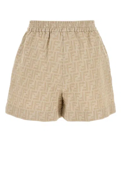 Fendi Women Ff Cotton And Linen Shorts In Multi