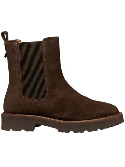 Geox Elasticated-panel Chelsea Boots In Brown