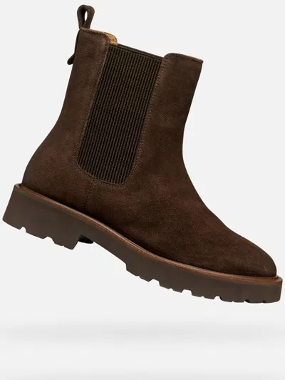 Geox Elasticated-panel Chelsea Boots In Brown