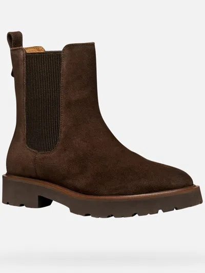 Geox Elasticated-panel Chelsea Boots In Brown