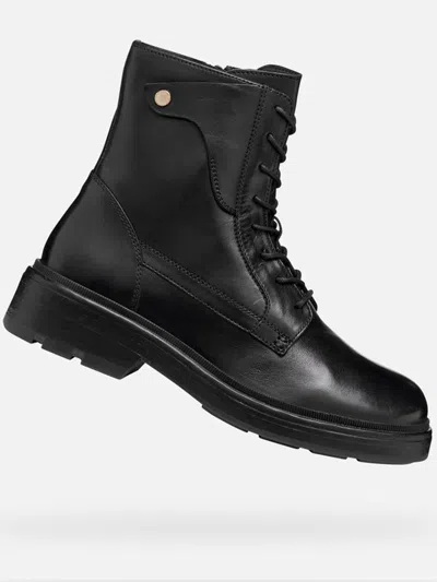 Geox Swelen Lace-up Platform Boots In Black