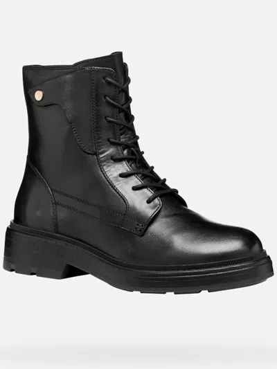 Geox Swelen Lace-up Platform Boots In Black