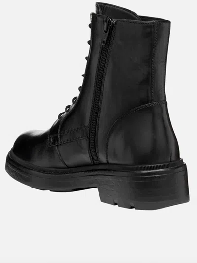 Geox Swelen Lace-up Platform Boots In Black