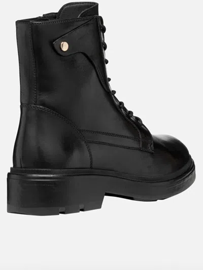Geox Swelen Lace-up Platform Boots In Black