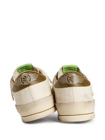 Golden Goose Stardan White Leather Sneakers With Green Star And Heel