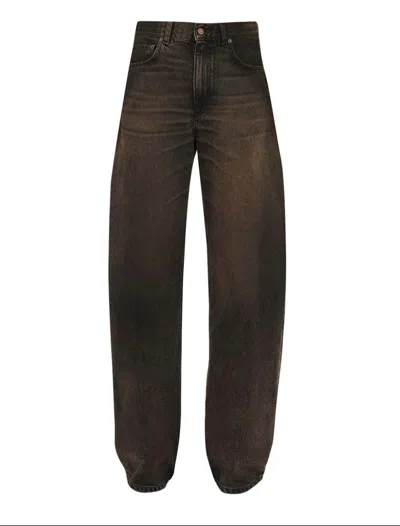 Haikure High-rise Wide-leg Jeans With Belt Loops In Black