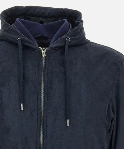 Herno Tailored Blue Coat With Zip-up Front In Blue