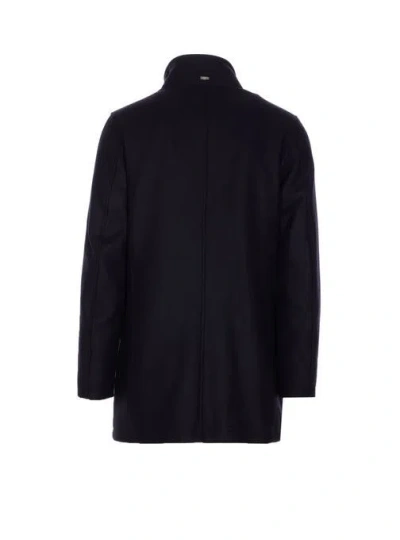 Herno Collar Shearling Removable Pockets Lateral Sleeves Long In Black