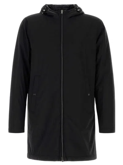 Herno Men Black Stretch Nylon Parka In Black