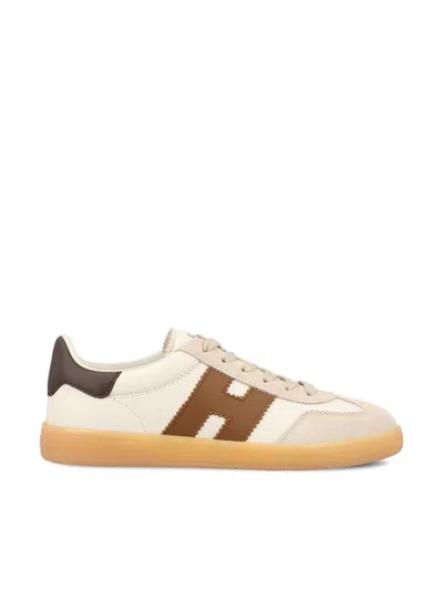Hogan Cool Smooth And Suede Leather Sneakers Shoes In Neutral