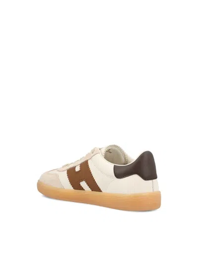 Hogan Cool Smooth And Suede Leather Sneakers Shoes In Neutral