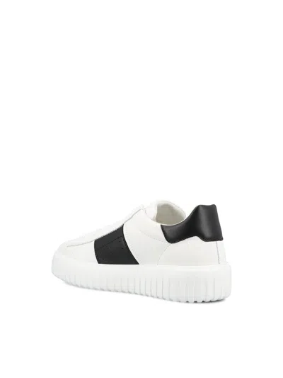 Hogan Panelled Design Calf Leather Sneakers With Chunky Sole In White