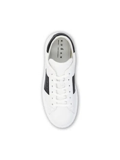 Hogan Panelled Design Calf Leather Sneakers With Chunky Sole In White