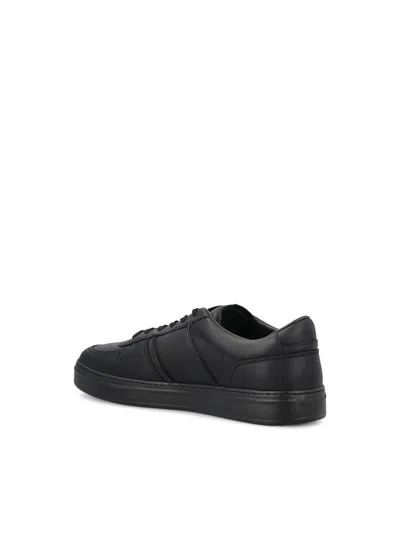 Hogan Leather Sneakers With Flat Sole And Perforated Toe Cap In Black