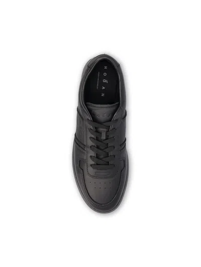Hogan Leather Sneakers With Flat Sole And Perforated Toe Cap In Black