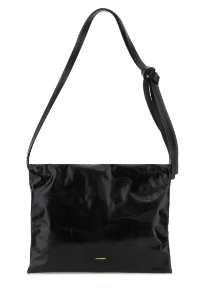Jil Sander Women Black Leather Cushion Crossbody Bag
