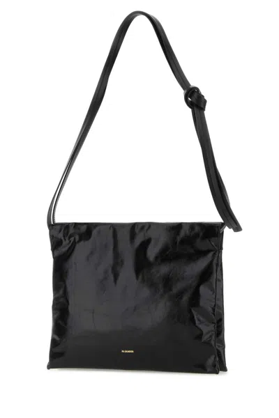 Jil Sander Women Black Leather Cushion Crossbody Bag
