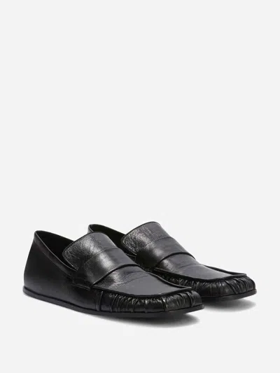 Jil Sander Black Flat Loafers With Almond Toe
