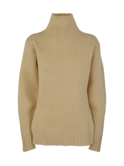 Jil Sander Long Sleeved Hign Neck Sweater Clothing In Brown