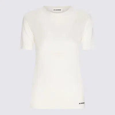 Jil Sander Comfort Fit White Logo T-shirt In White