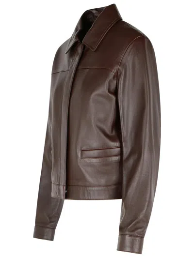 Loulou Studio 'ascot' Brown Leather Jacket In Brown