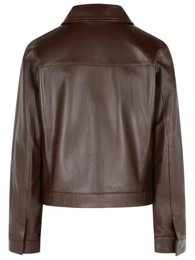 Loulou Studio 'ascot' Brown Leather Jacket In Brown