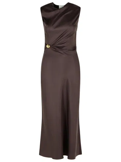 Loulou Studio Draped Brown Silk 'roan' Dress In Brown