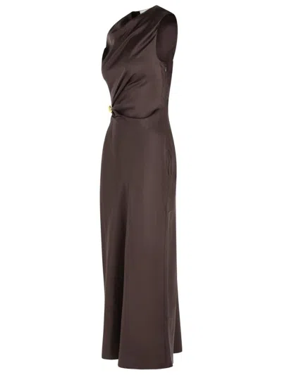 Loulou Studio Draped Brown Silk 'roan' Dress In Brown