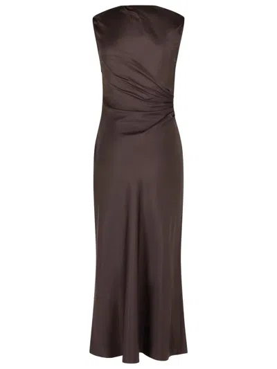 Loulou Studio Draped Brown Silk 'roan' Dress In Brown