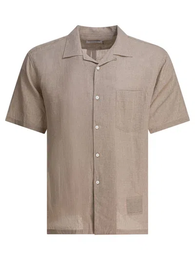 Nonnative Lightweight Linen Shirt With Classic Collar In Brown