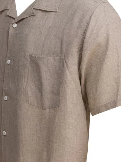 Nonnative Lightweight Linen Shirt With Classic Collar In Brown