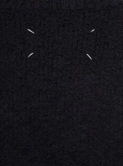 Maison Margiela Oversized Black Sweater With Ribbed Trim In Cotton Blend Woman