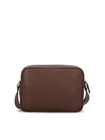 Prada Triangle Logo Leather Messenger Bag In Black
