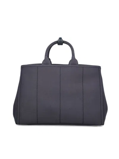 Prada Logo-embossed Tote Bag In Gray