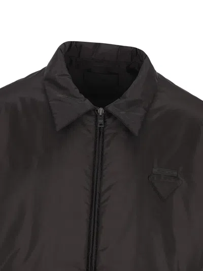 Prada Re-nylon Bomber Jacket In Blue