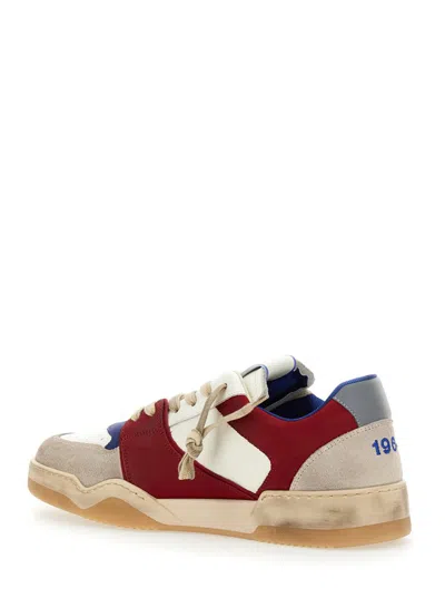 Dsquared2 Red Sneakers With Suede Inserts And Embossed Logo On The Side In Leather Man In White