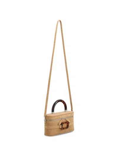 Roger Vivier Belle Vivier Vanity Mini Buckled Suede Clutch In Brown