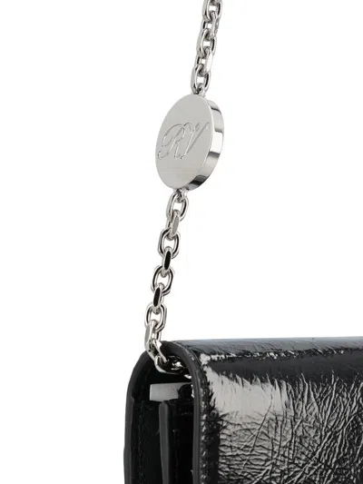 Roger Vivier Patent Leather Belle Vivier Wallet On Chain In Black